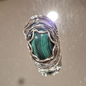 Silver Ring with Green Stone